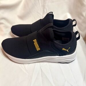 EUC Puma Black and Gold Women's Sneakers